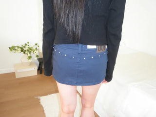 (2 colors) Studded skirt pants