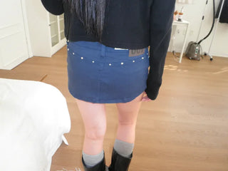 (2 colors) Studded skirt pants