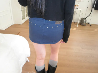 (2 colors) Studded skirt pants
