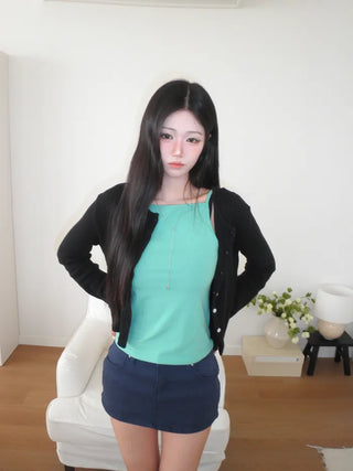 (2 colors) Studded skirt pants