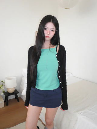 (2 colors) Studded skirt pants