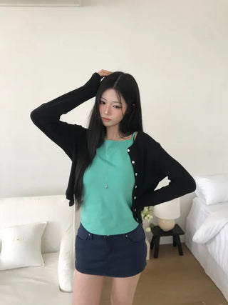 (2 colors) Studded skirt pants