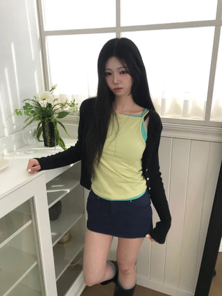 (2 colors) Studded skirt pants