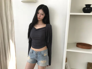 [3 colors][set] Off-shoulder knit