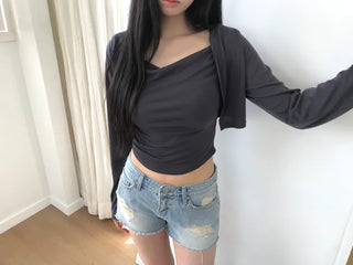 [3 colors][set] Off-shoulder knit