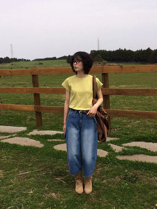 Raglan short-sleeved T-shirt