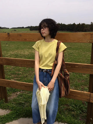 Raglan short-sleeved T-shirt