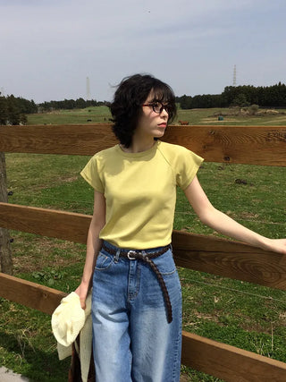 Raglan short-sleeved T-shirt