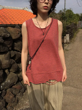 Striped sleeveless top