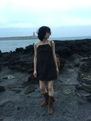 [Set-up] Striped cardigan & camisole dress