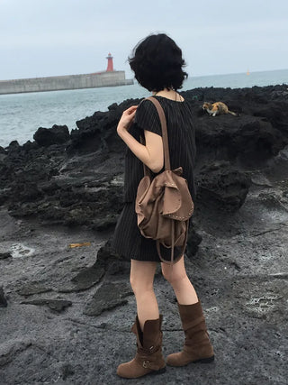 [Set-up] Striped cardigan & camisole dress