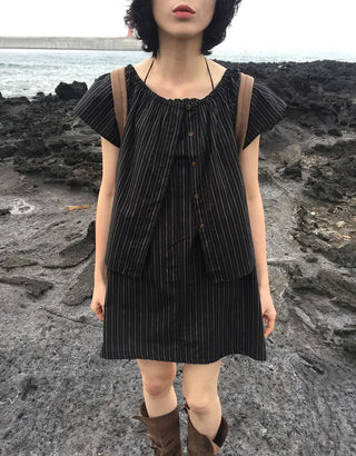 [Set-up] Striped cardigan & camisole dress