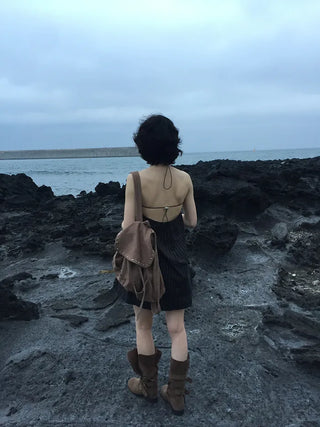 [Set-up] Striped cardigan & camisole dress
