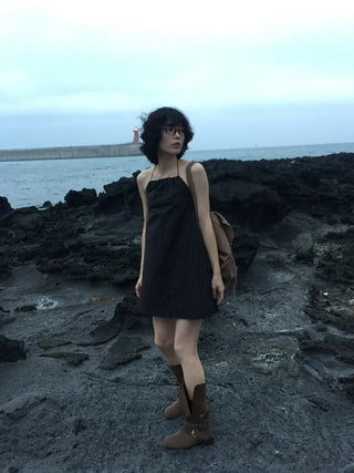 [Set-up] Striped cardigan & camisole dress