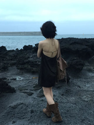 [Set-up] Striped cardigan & camisole dress