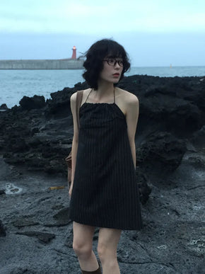 [Set-up] Striped cardigan & camisole dress