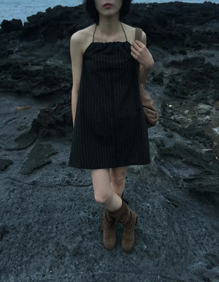 [Set-up] Striped cardigan & camisole dress