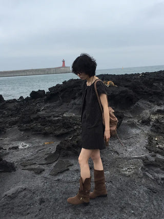 [Set-up] Striped cardigan & camisole dress