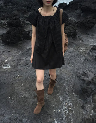 [Set-up] Striped cardigan & camisole dress