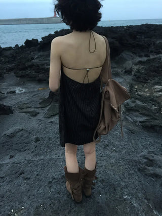 [Set-up] Striped cardigan & camisole dress