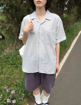 Striped short-sleeved shirt