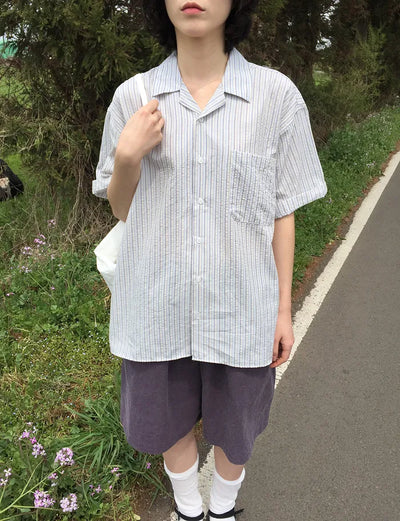 Striped short-sleeved shirt