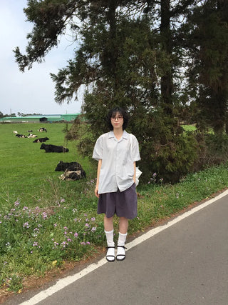 Striped short-sleeved shirt