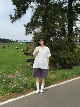 Striped short-sleeved shirt