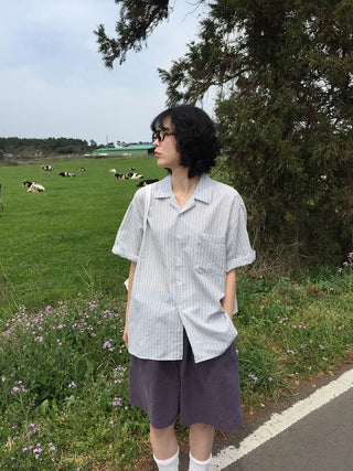 Striped short-sleeved shirt