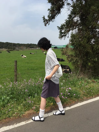Striped short-sleeved shirt