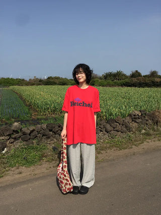 Elastic waist striped pants