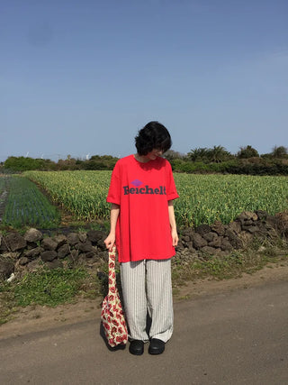 Elastic waist striped pants