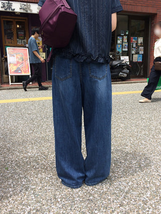 Summer denim wide-leg pants