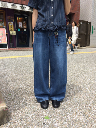 Summer denim wide-leg pants