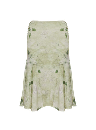 Lewish Low Rise Midi Skirt Green Floral