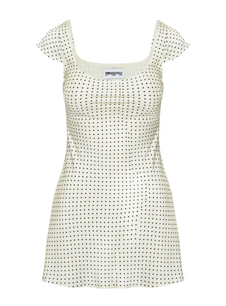 Lucienna Polka Dot Mini Dress White  Black Petite
