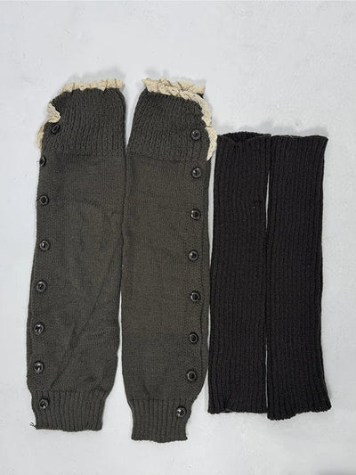 Vintage Lace Button Bubble Socks Leg Warmers Set