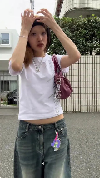Whiskered Wash Baggy Jeans