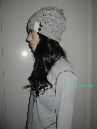Vintage Textured Knit Beanie Slouchy Ribbed Cap