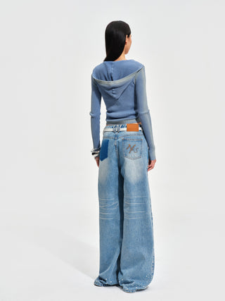 Sequin Wide-Leg Jeans