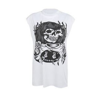 Sleeveless crewneck print top