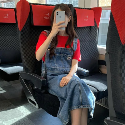 Denim overall dress