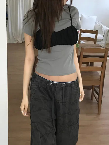 [3 colors] Shirred Wrinkle Bustier