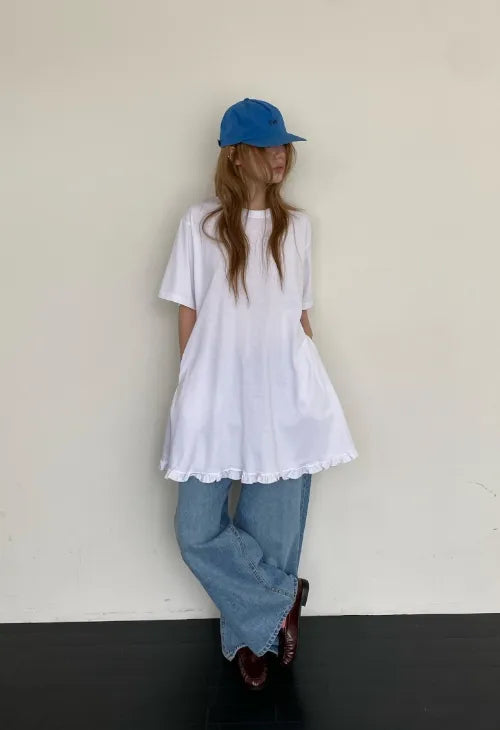 [3 colors] Cotton Frill Dress