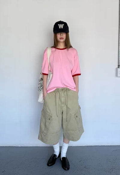 [4 colors] Stonewashed Bermuda Cargo Pants