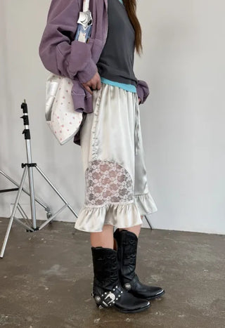 [3 colors] Silky Frill Bermuda Pants