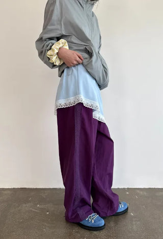 [3 colors] Side Lace Nylon Pants