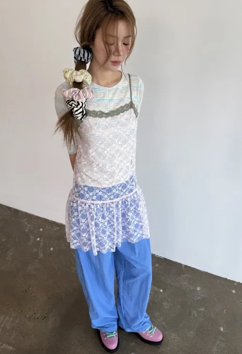 [3 colors] Lace Slip Layered Dress