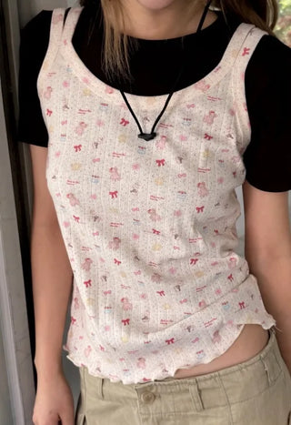 [2 colors] Ribbon strapless sleeveless top