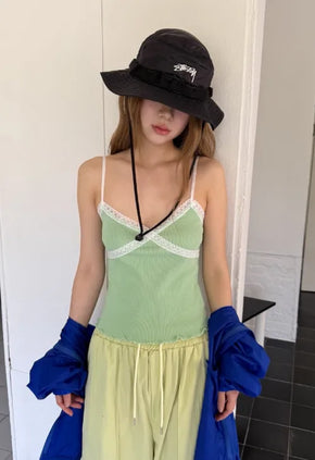 [3 colors] Cross Lace Top